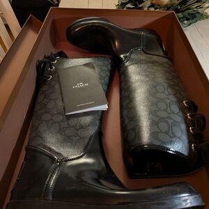 Coach Women's Black Signature Rain Boots